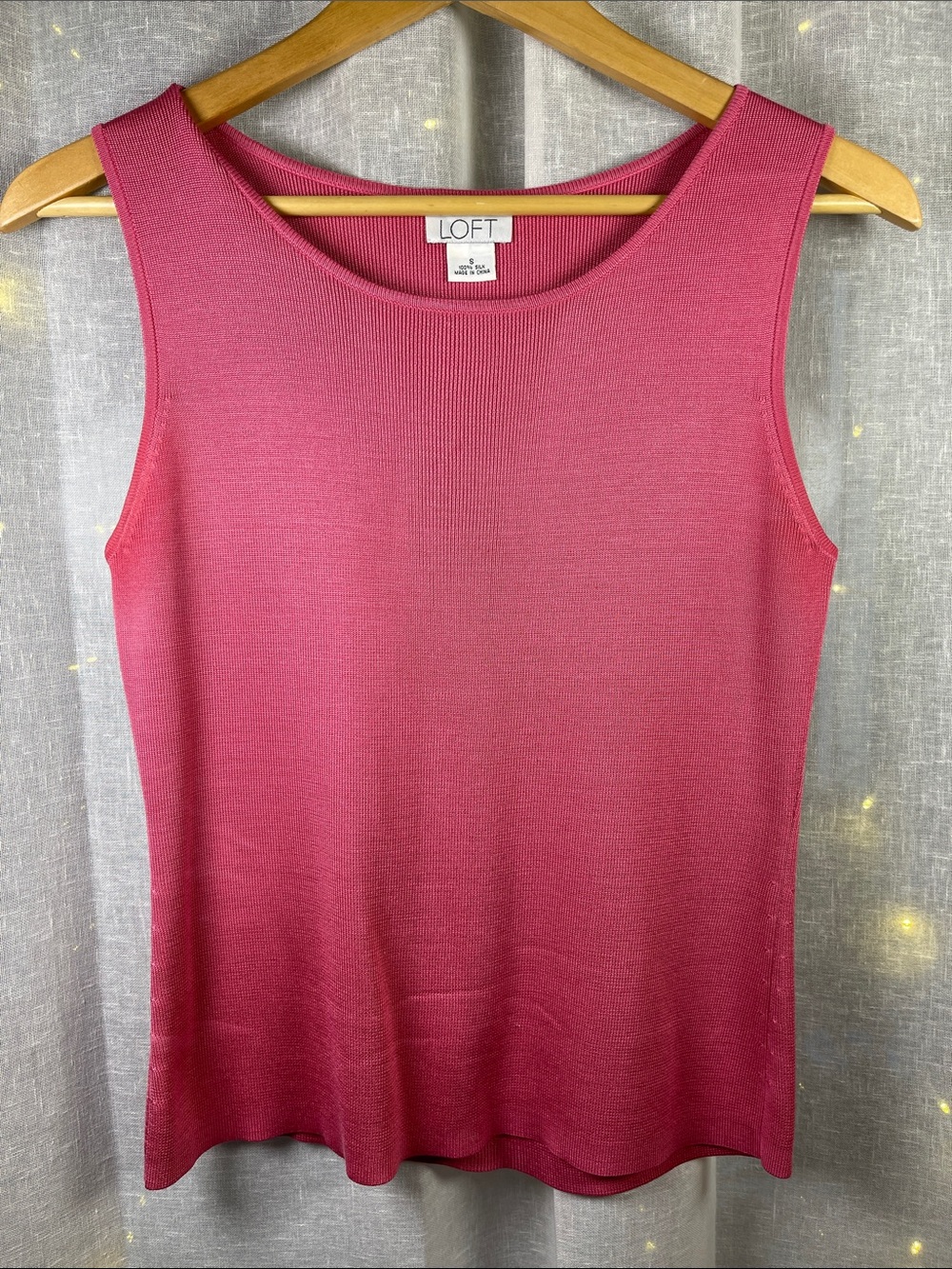 LOFT Sleeveless Knit Tank Top Raspberry - 100% silk